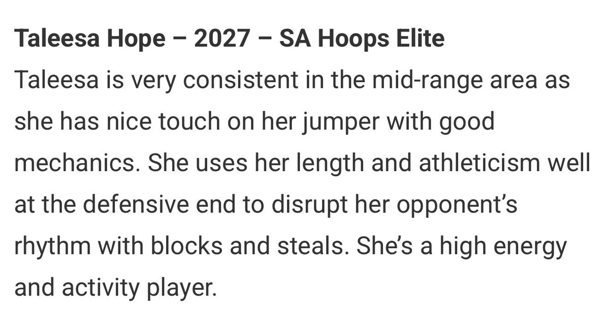 TaleesaHope's tweet image. Appreciate the recognition from the Neville Jones Invitational by @JrAllStarBB. Trying to bring energy on both ends and keep building.