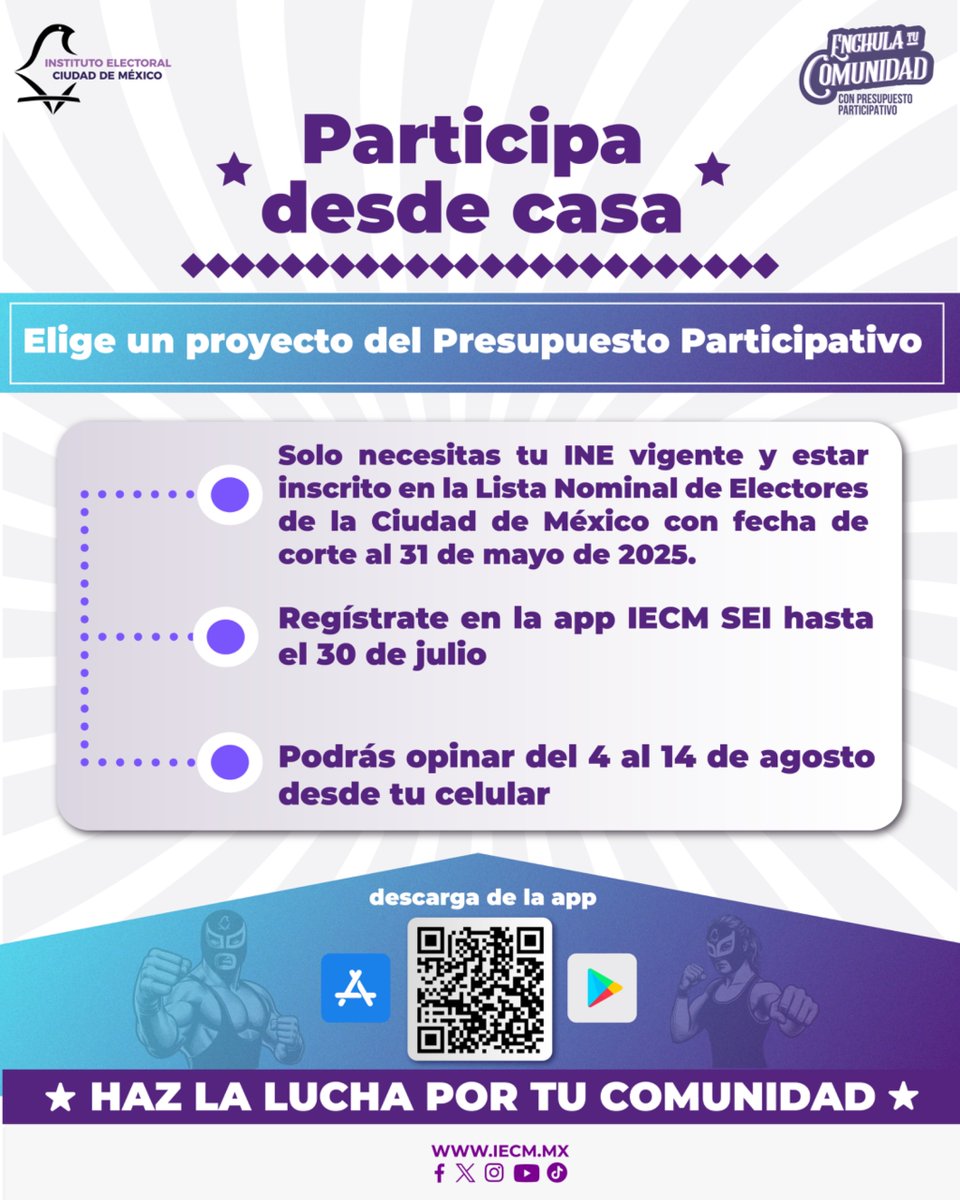 📲 ¿No puedes acudir presencialmente a la Consulta del Presupuesto Participativo?​
 Descarga la app SEI y participa desde donde estés.​
👉 Tienes hasta el 30 de julio para registrarte. ​

¡Disponible en Android y iOS! 🤳

Haz La Lucha Con El Presupuesto Participativo