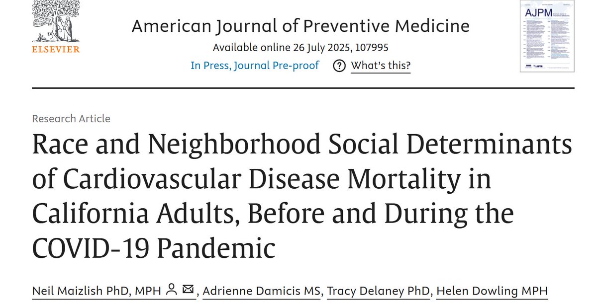 Californians for Health Equity (@ca_healthequity) on Twitter photo Study in <a href="/AmJPrevMed/">American Journal of Preventive Medicine (AJPM)</a> confirms what we know: place matters. Using the #HealthyPlacesIndex, researchers found CA adults in neighborhoods with the lowest #HPI scores had nearly 2x the cardiovascular death rates as those in healthiest. #SDOH #HealthEquity
bit.ly/41gqiTY Study in <a href="/AmJPrevMed/">American Journal of Preventive Medicine (AJPM)</a> confirms what we know: place matters. Using the #HealthyPlacesIndex, researchers found CA adults in neighborhoods with the lowest #HPI scores had nearly 2x the cardiovascular death rates as those in healthiest. #SDOH #HealthEquity
bit.ly/41gqiTY