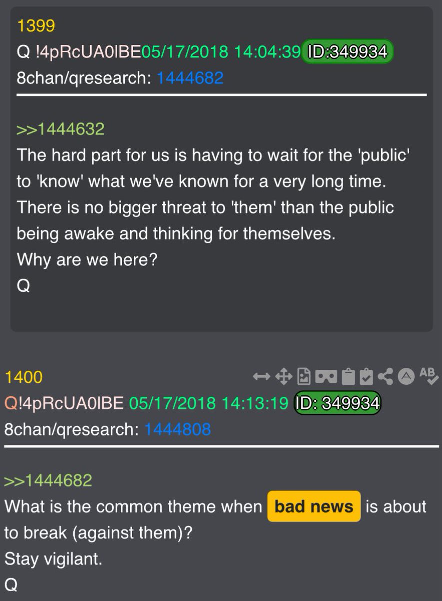 “What is the common theme when bad news is about to break (against them).” 

So we have Miller give a potential nod towards something dropping. A nod which hit a Q-Drop talking about Russiagate. 

And then we have a potential false flag in NYC. 

Eyes wide open, frens.