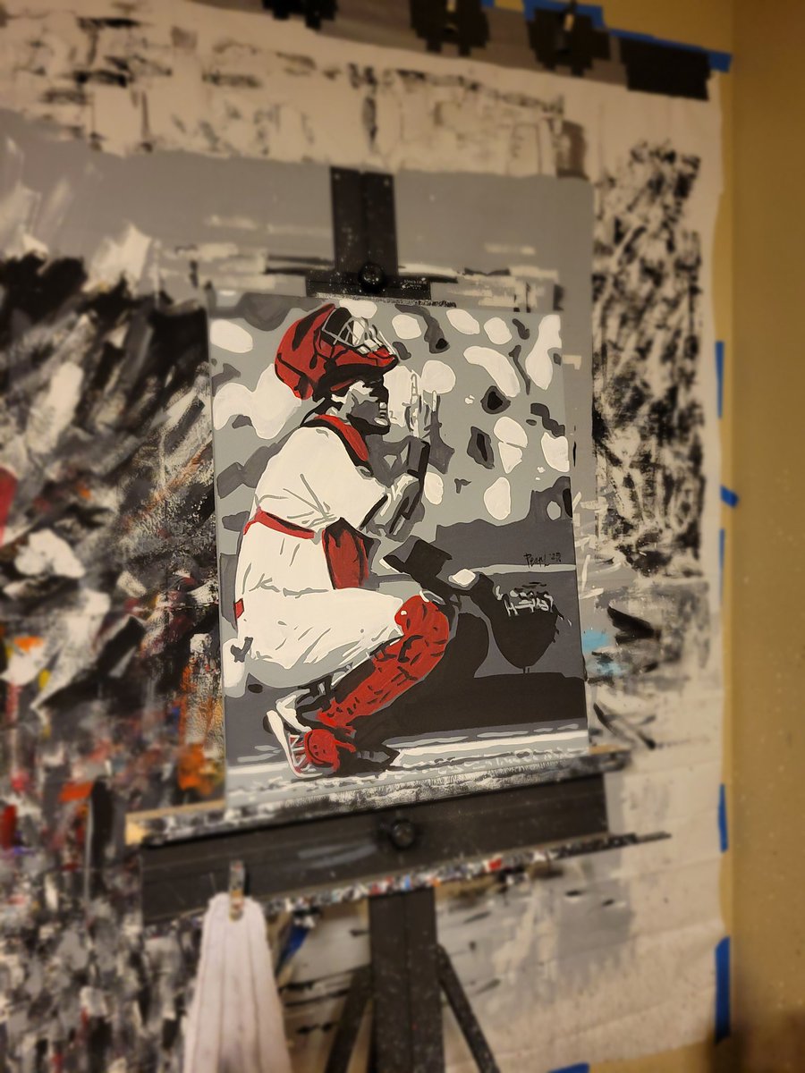 Yadier Molina
"El Marciano"
Catcher 
St Louis Cardinals 
16x20 acrylic canvas #painting #art #colorSplash #RED #baseball