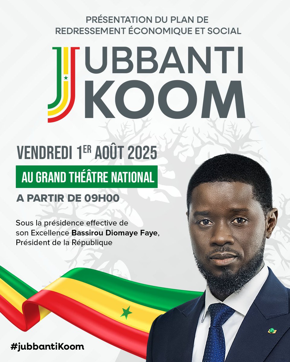 Chers compatriotes,
Le temps du redressement est venu.
Face à la situation économique héritée, nous faisons le choix de l’action et des solutions.
Je vous donne rendez-vous ce vendredi 1er août 2025 pour la présentation du Plan de redressement économique et social.
Ensemble, nous