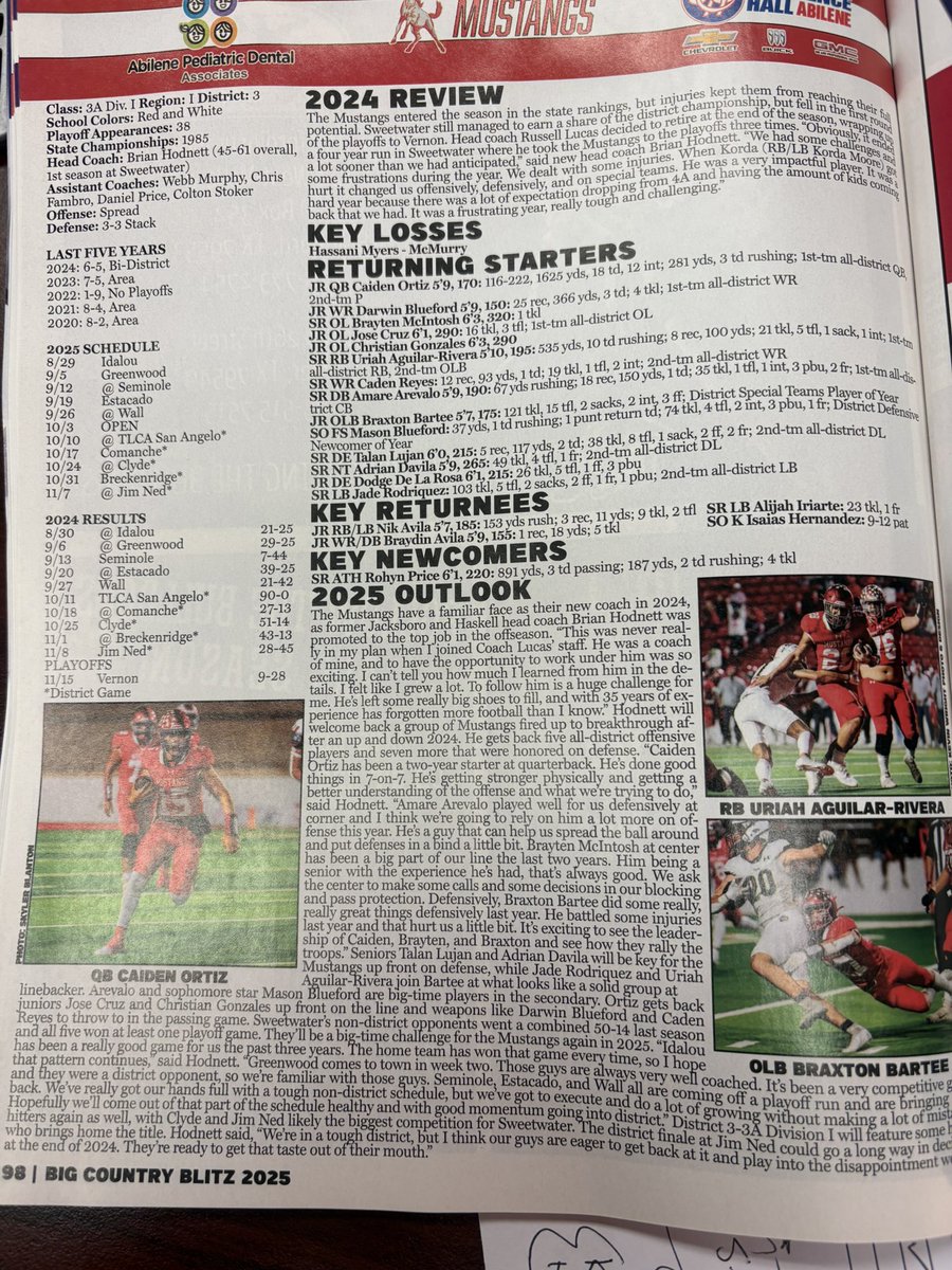 Another great magazine by <a href="/codycoil/">Big Country Blitz</a> and Big Country Blitz! Thanks for all you do for the kids in the big country!

#SweetwaterMustangs
#Texashighschoolfootball