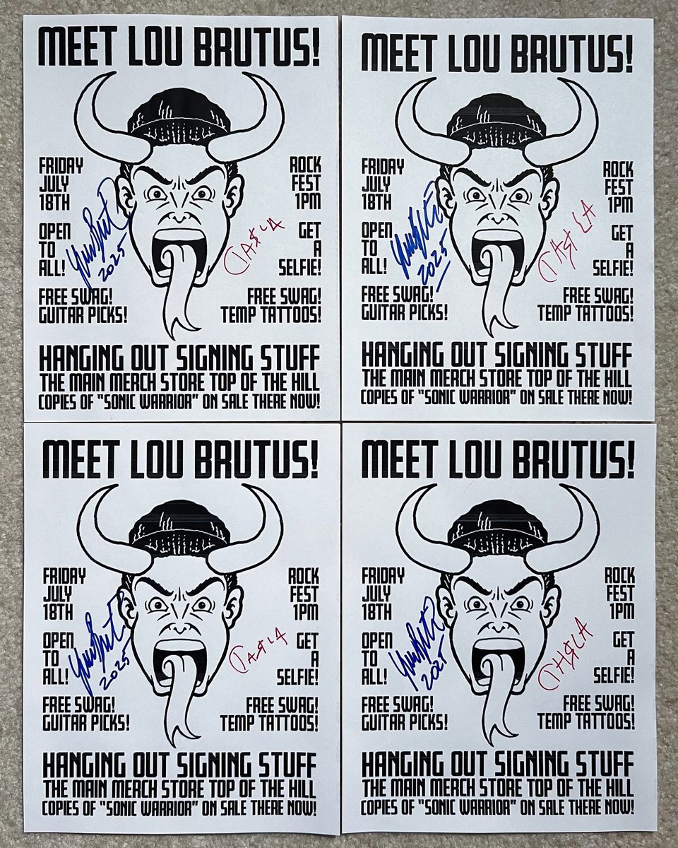LouBrutus's tweet image. We saved flyers from my book signing at @RockFestWI. Wanna win one? Each is signed by @DarlaTheWonderDog and me! Get other stuff, too! Just Like and RT this! You also can win on my Facebook, Twitter or Threads. We pick one person randomly on each platform this Friday. Good Luck!