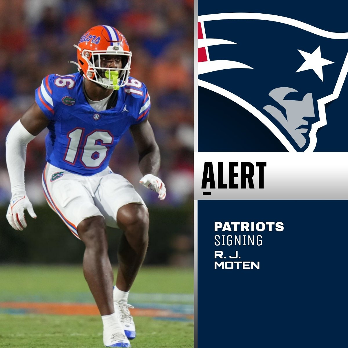 MIPanthersDude's tweet image. Per @JamesLarsenPFN, the New England Patriots have signed Michigan Panthers LB R.J. Moten.
The former Michigan and Florida hybrid linebacker joined the Panthers back in May and registered one tackle in very limited appearances.
Congratulations, @rjmoten_!
#LetsHunt 🐾