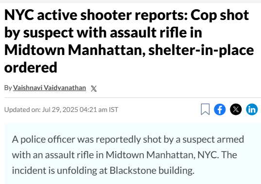 RunningBear_X's tweet image. Active shooter in midtown Manhattan with one reported LEO officer shot. Prayers this comes to a quick resolution with no further civilian/LEO injuries.