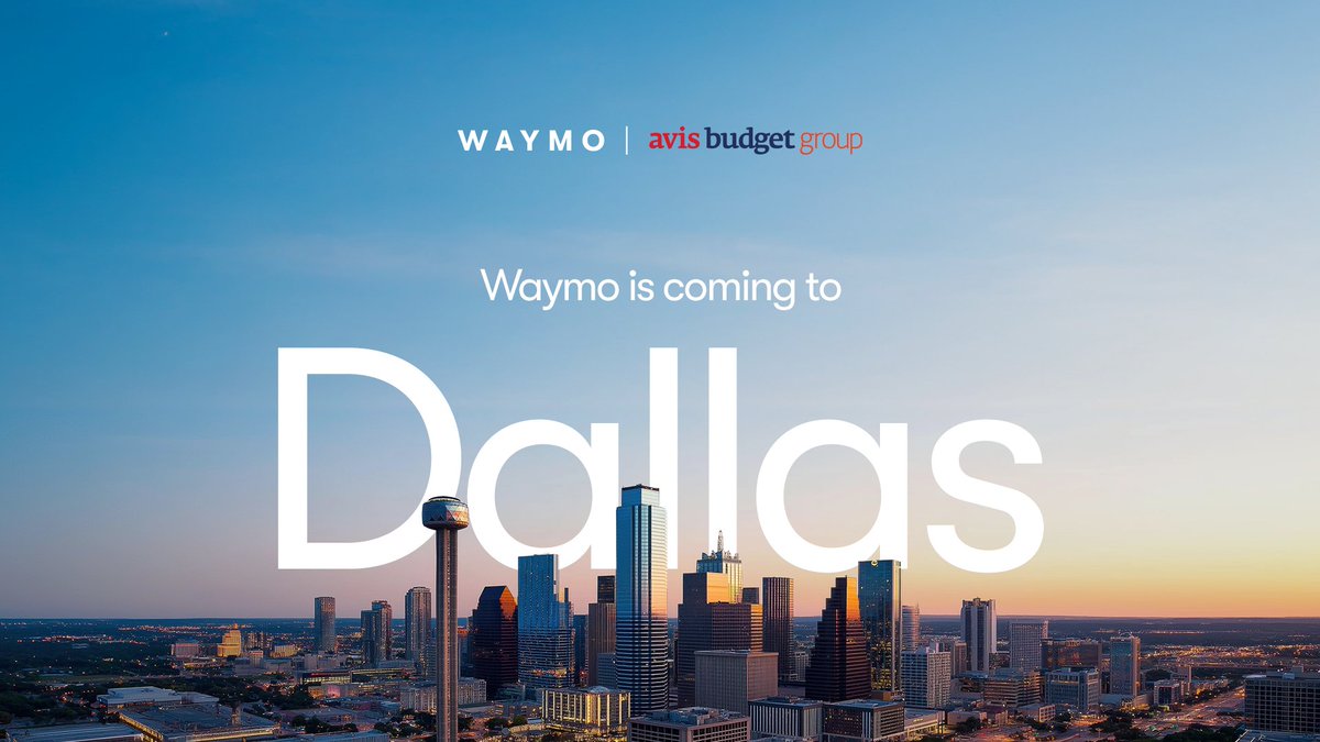 Let’s go, Dallas! 🤠 We’re teaming up with new fleet partner Avis Budget Group to bring you fully autonomous rides on the Waymo app next year. Learn more: waymo.com/blog/2025/07/o…