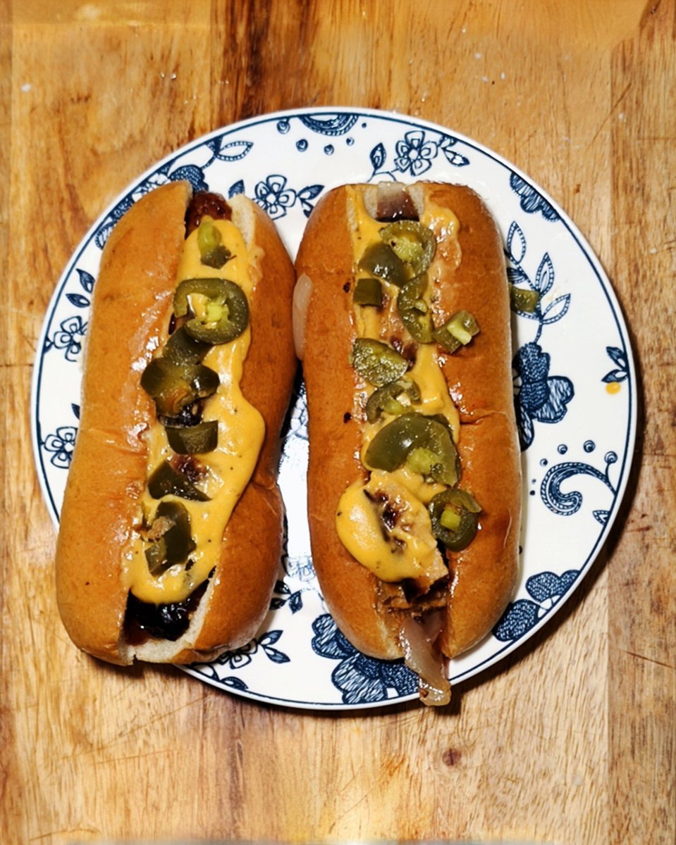 Loaded Hot Dogs for tea. Not spicy enough 🥵