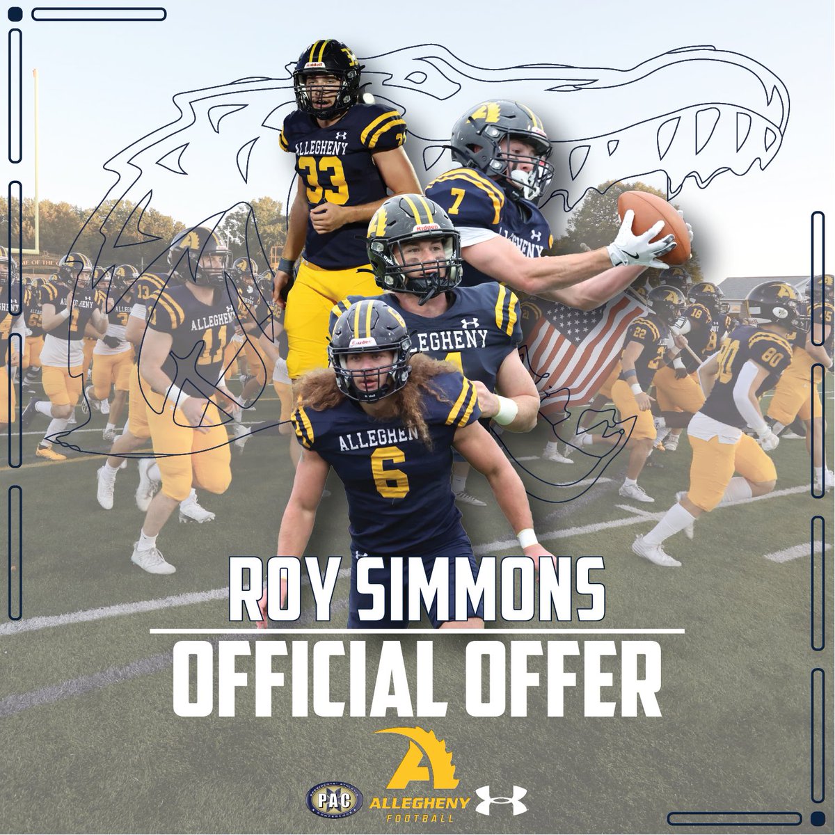 Roy Simmoms (@roysimmons_3) on Twitter photo after a amazing phone call with <a href="/Coach_Layer/">Braden Layer</a> I am grateful to receive an offer from the University of Allegheny! #agtg
<a href="/CoachDenstorff/">Clay Denstorff</a> <a href="/AlleghenyFB/">Allegheny Football</a> <a href="/MalvernFBall/">Malvern Football</a> after a amazing phone call with <a href="/Coach_Layer/">Braden Layer</a> I am grateful to receive an offer from the University of Allegheny! #agtg
<a href="/CoachDenstorff/">Clay Denstorff</a> <a href="/AlleghenyFB/">Allegheny Football</a> <a href="/MalvernFBall/">Malvern Football</a>
