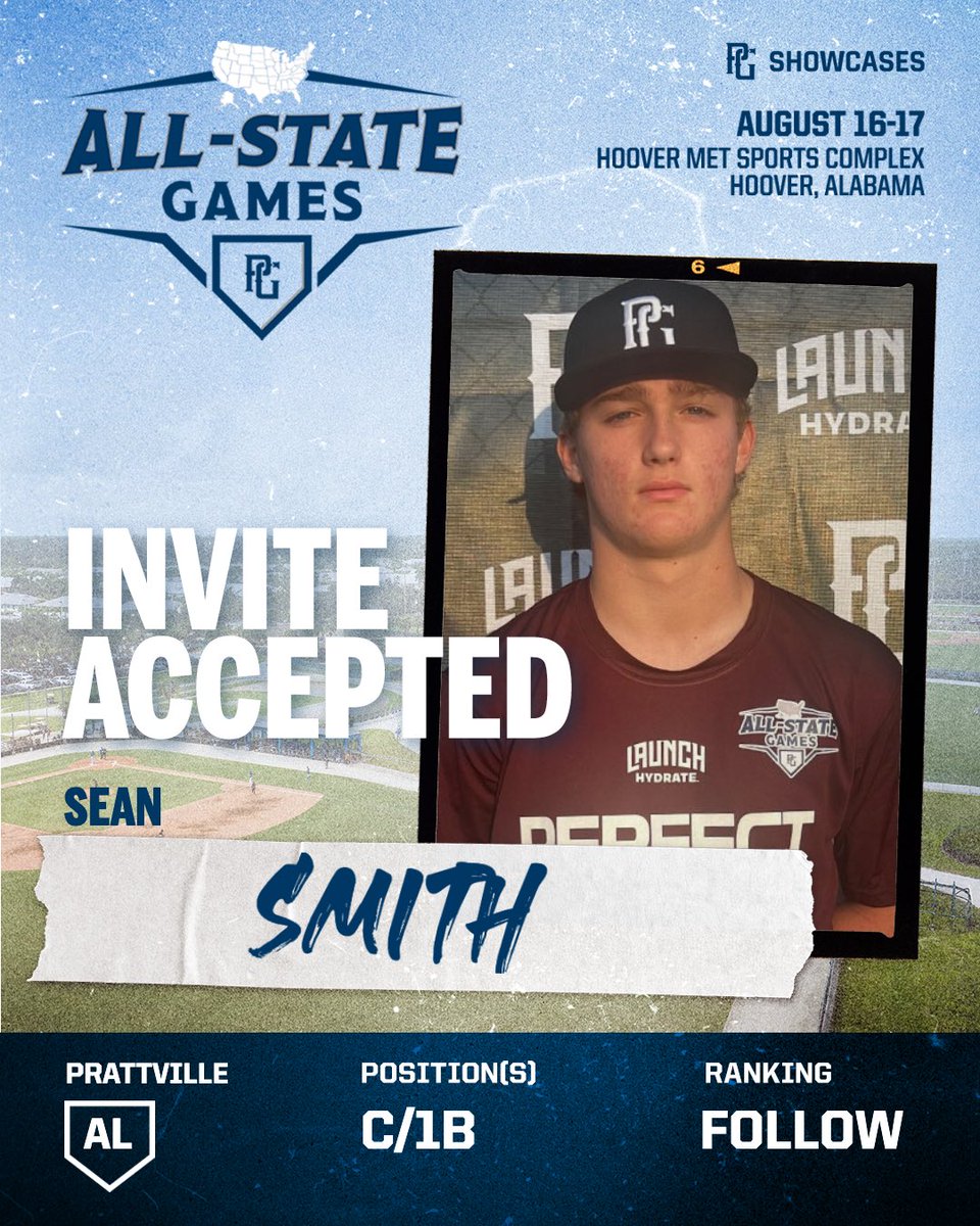 PG Deep South (@pg_deepsouth) on Twitter photo π¨INVITE ACCEPTEDπ¨
Sean Smith (AL) has accepted his invitation to head to the 2025 PG Deep South All-State Games in Hoover, AL! π₯
<a href="/PGShowcases/">PG Showcases</a> <a href="/PerfectGameUSA/">Perfect Game USA</a> π¨INVITE ACCEPTEDπ¨
Sean Smith (AL) has accepted his invitation to head to the 2025 PG Deep South All-State Games in Hoover, AL! π₯
<a href="/PGShowcases/">PG Showcases</a> <a href="/PerfectGameUSA/">Perfect Game USA</a>