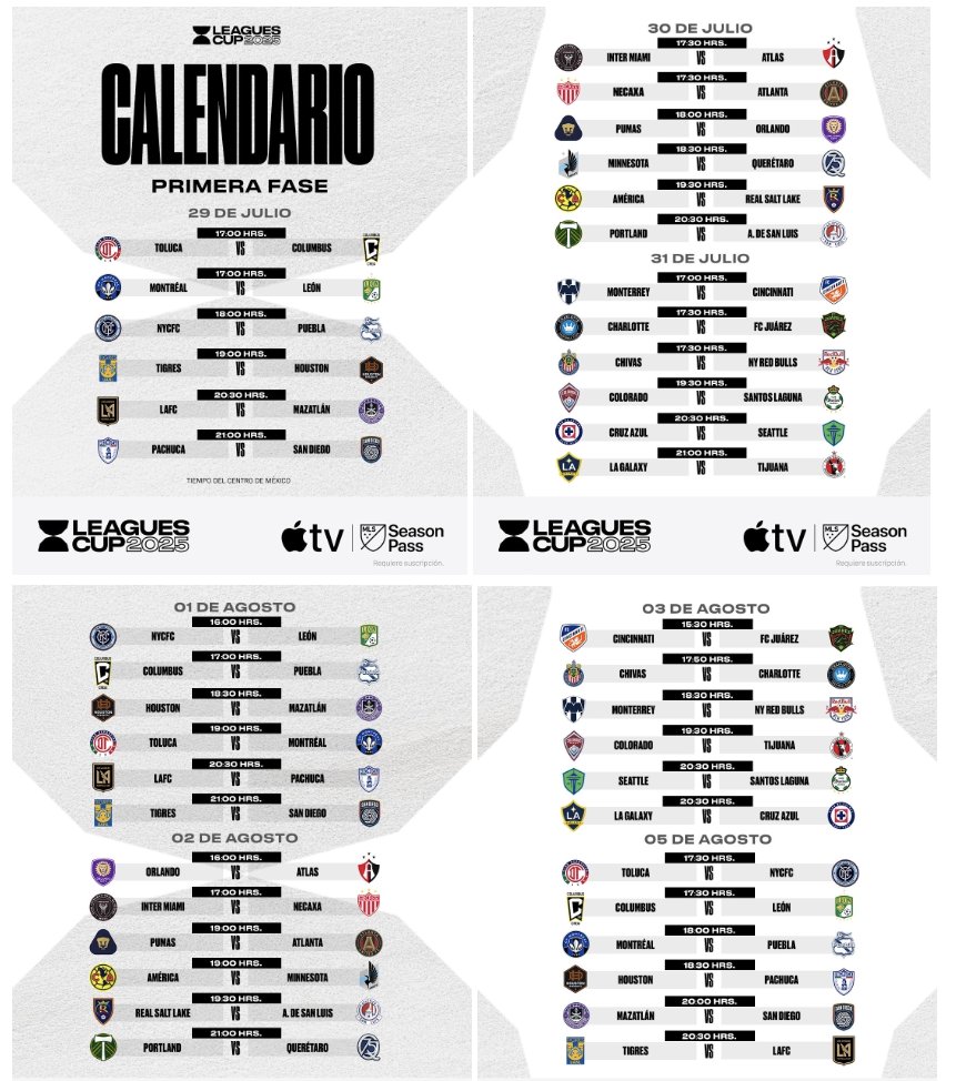 mluiscastillo's tweet image. El calendario de la @LeaguesCup, que arranca mañana y tiene su Final el 31 de agosto 🏆🇲🇽🇺🇸