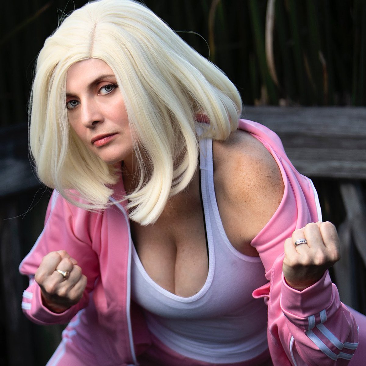 Several people suggested I #cosplay #Android18 after seeing my Android 17 and other #DragonBall posts. I *have* cosplayed 18, in her Tournament of Power track suit from #DragonBallSuper. I found a few of these photos on a drive so I’ll share them once in a while.