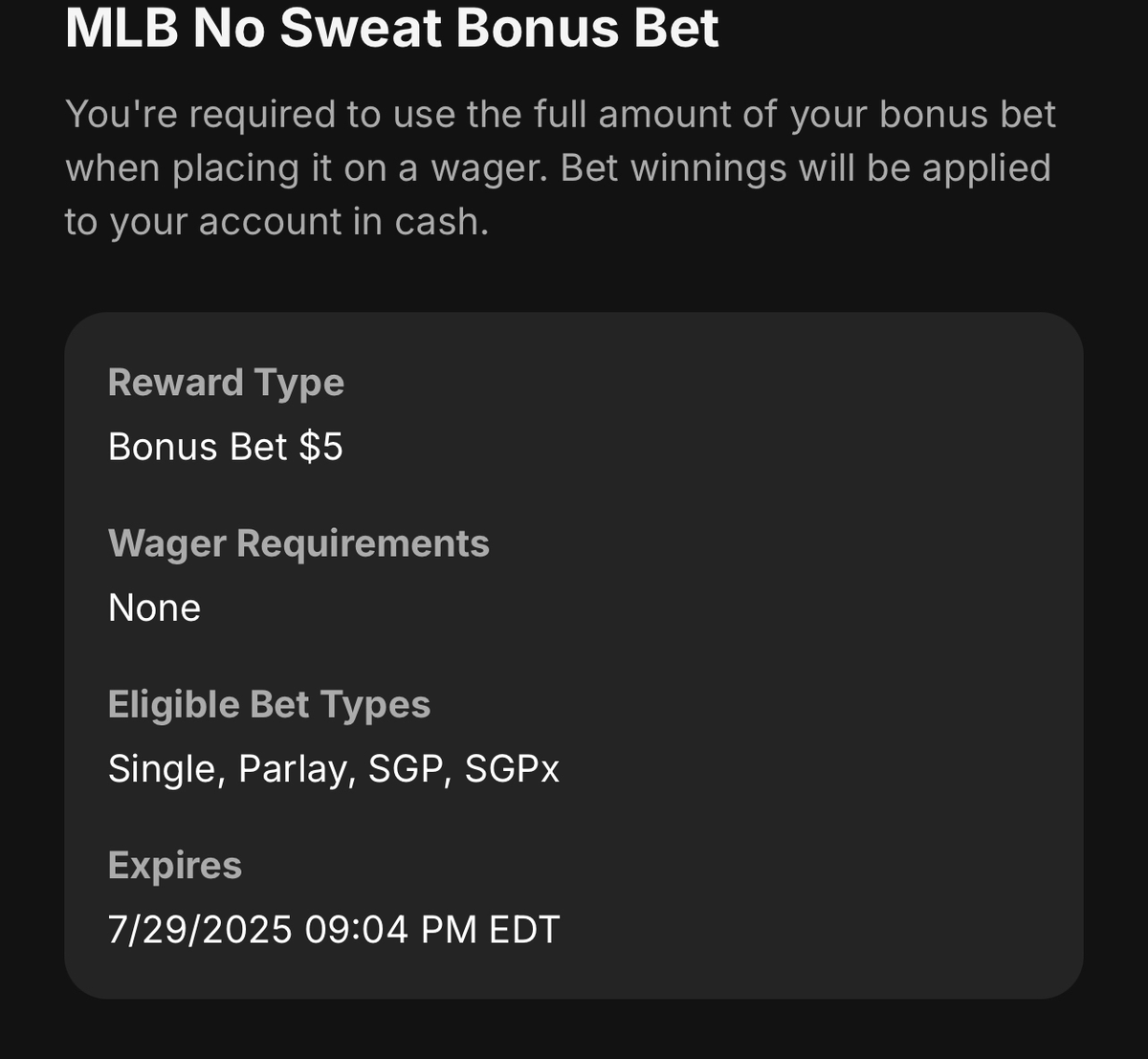 GhostEVplays's tweet image. ⚾️ DraftKings MLB Bonus Bet Play
⚾️ +1870 (FV +2303.01)
Playing: $5 Bonus Bet
#draftkings #sports #mlb #baseball