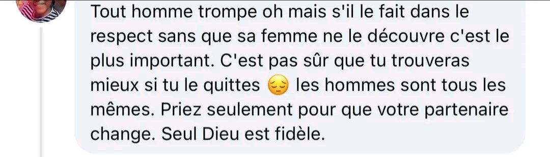 LamineBA_'s tweet image. Le commentaire d’une femme sur l’infidélité…