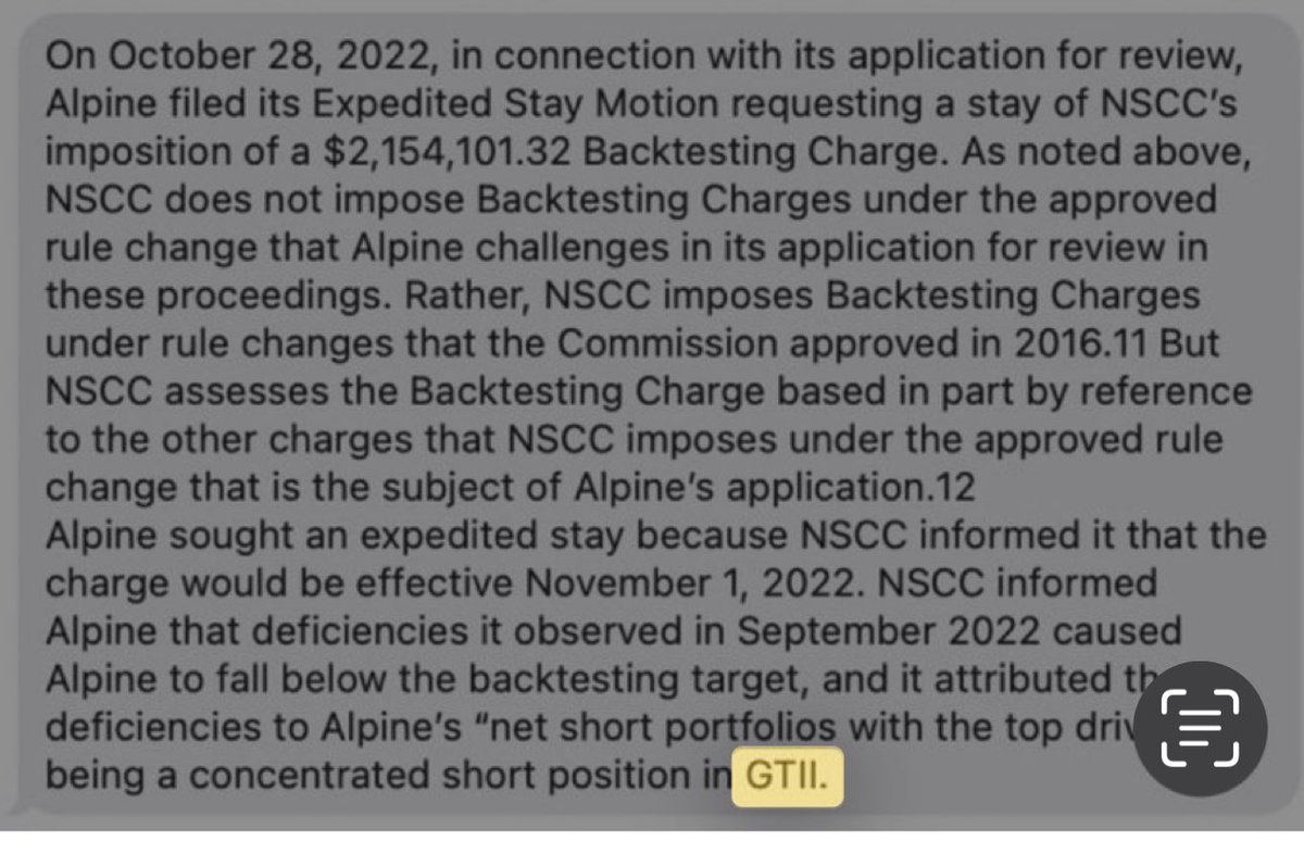 $GTII 

The SEC dismissed Alpine Securities’ application for review on July 28, 2025.

This means Alpine can’t challenge NSCC’s margin rules through Section 19(d).

The Volatility Rule Change and related charges remain, potentially raising Alpine’s costs.

sec.gov/files/litigati…