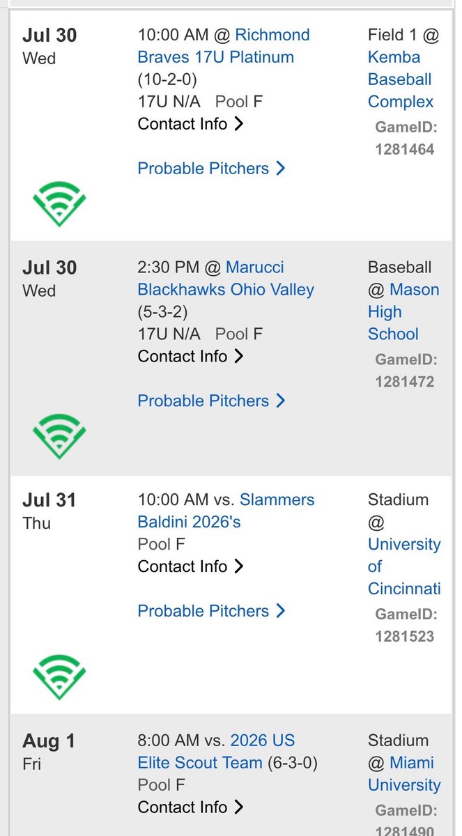 Last Weekend of 2025! ⚜️⚜️⚜️

Cincy Flames/Perfect Game TOC:
Pitching Rotation

Wednesday 
Game 1: <a href="/KoleGrundy10/">Kole Grundy</a> 
Game 2: <a href="/max_whisman34/">Max Whisman</a> 
Relief: <a href="/cthrasher_4/">Caleb Thrasher</a> &amp; <a href="/JTRitchie1015/">JT Ritchie</a> 

Thursday: <a href="/Preston_m2008/">Preston Miller</a> 
Friday: <a href="/TurnerSparks45/">Turner Sparks</a> 
Saturday (TBD): <a href="/coltonzuege/">Colton Zuege</a> 

#LouBSB⚜️