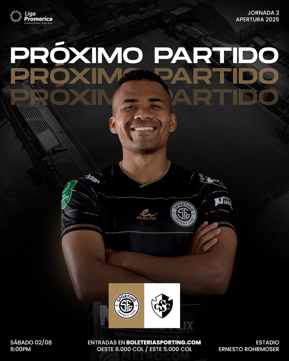 ¡Albinegros, el sábado volvemos a casa! 🤍🖤🏠 Nos vemos en el estadio Ernesto Rohrmoser 🏟️⚽️ a las 6:00 p.m. ⏰ para enfrentar a Club Sport Cartaginés.

🎟️ Conseguí tus entradas 📲👀: boleteriasporting.com/ordertickets.a…

¡Te esperamos en casa! 🤍🖤

#somossporting #somospuravida