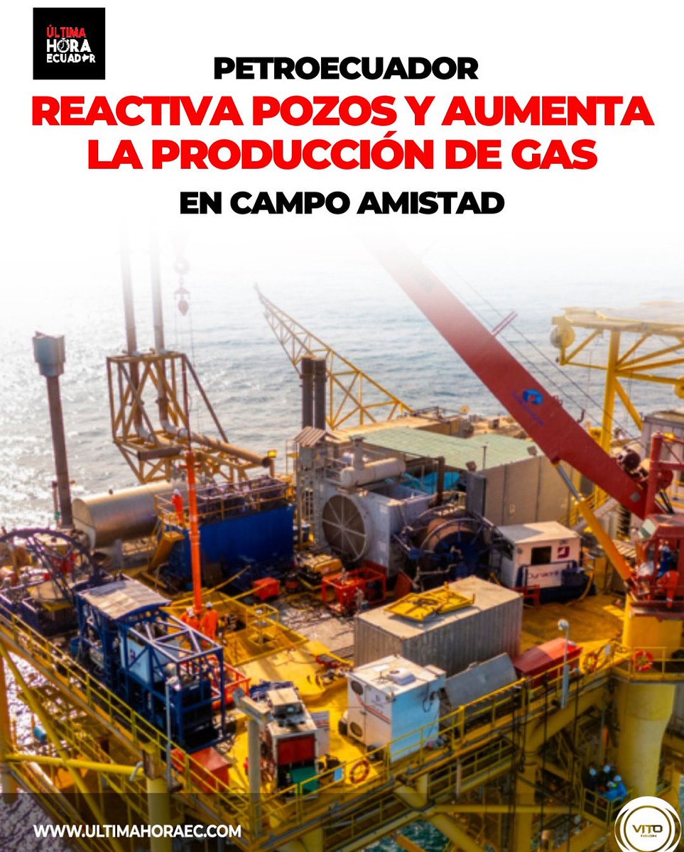 UltimaHoraEC_'s tweet image. Petroecuador anunció que a partir de agosto de 2025 incrementará la producción de gas natural en el Campo Amistad, gracias a la reapertura de dos pozos marinos ubicados a 72 kilómetros de la costa sur del país. Con esta intervención, se espera que el volumen diario pase de 19,5…