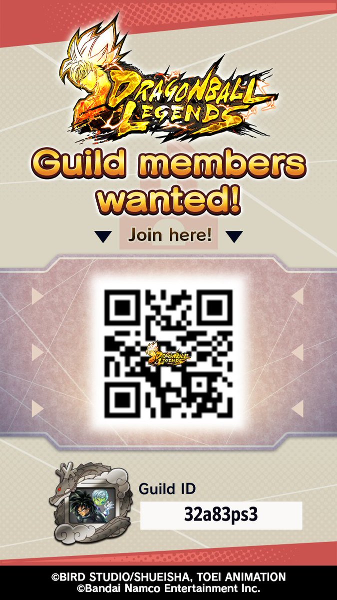 Join my Guild and let's play Dragon Ball Legends together!

#Dragonball #DBLegends