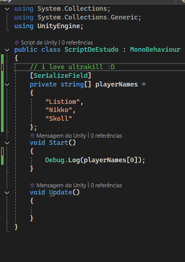 hii, registering my first code in C# in unity