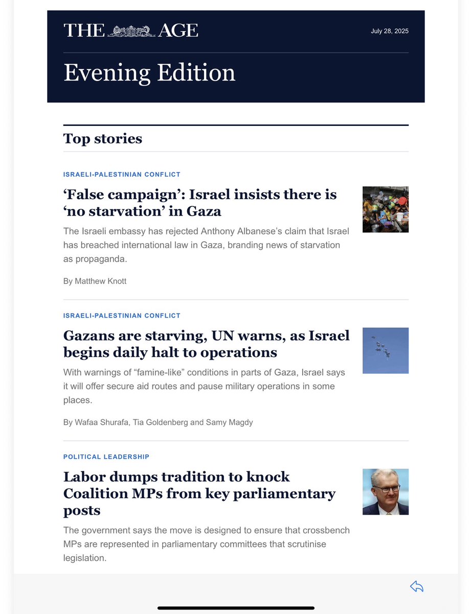 vjmahon's tweet image. Imagine running Israel lies as the lead story. No matter how evil the Israeli Govt, Australia’s media continue to give this pariah state legitimacy. #auspol #Gaza #IsraelWarCrimes #Starvation