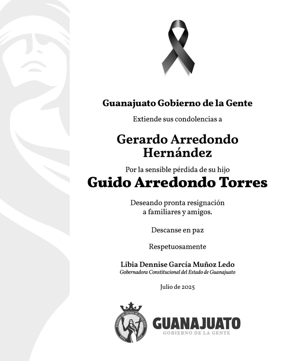 LibiaDennise's tweet image. Con profundo pesar, expreso mis condolencias a Gerardo Arredondo Hernández por la irreparable pérdida de su hijo Guido Arredondo Torres.
Acompaño con el corazón a su familia y seres queridos en este momento tan doloroso. Deseo que encuentren fortaleza y consuelo en el amor que…