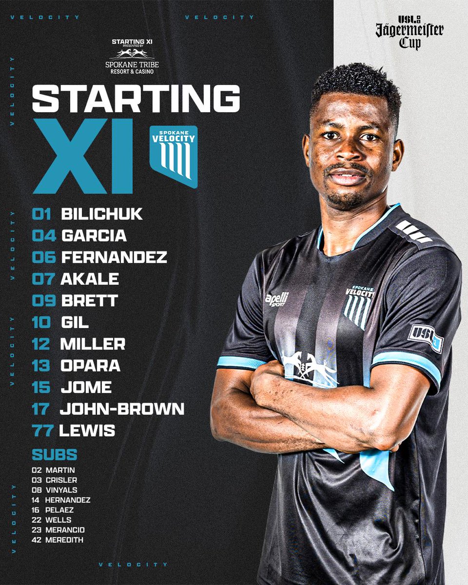 SpokaneVelocity's tweet image. Your starters vs Sac Republic FC
#SPKvSAC #LeagueOne #LetsGoSpo #UpTheFalls #WelcomeToTheEdge #UnfinishedBusiness #USLJägermeisterCup