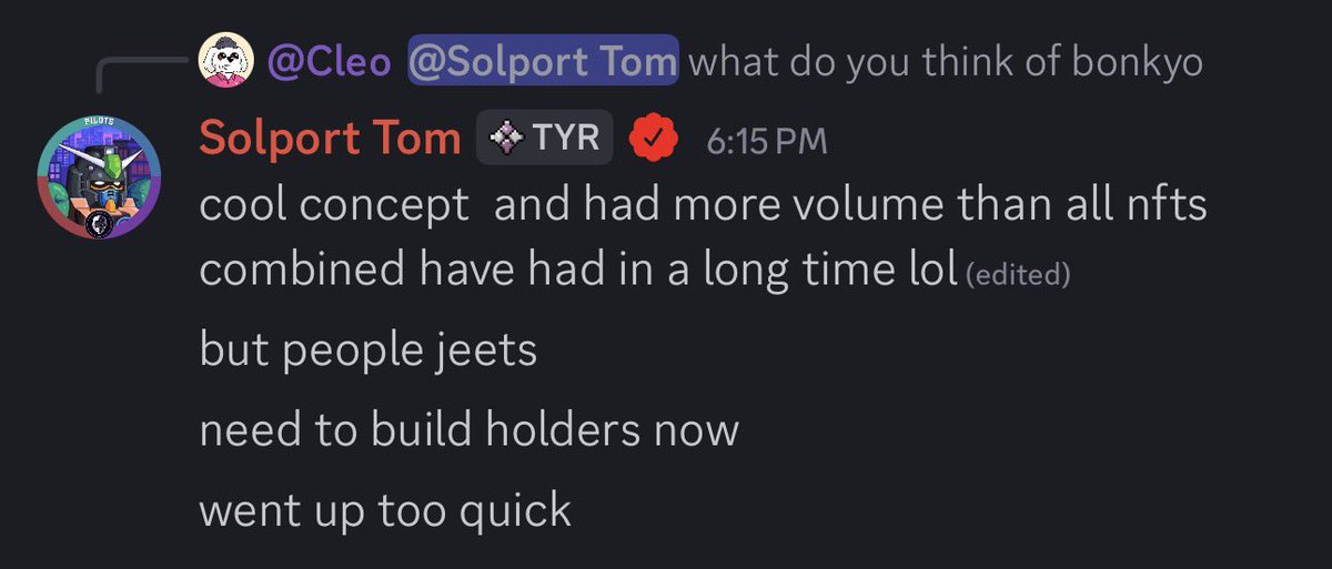 Looks like <a href="/SolportTom/">Tom</a> likes $Bonkyo.

Here are his comments on it. (From shocked trading chat)