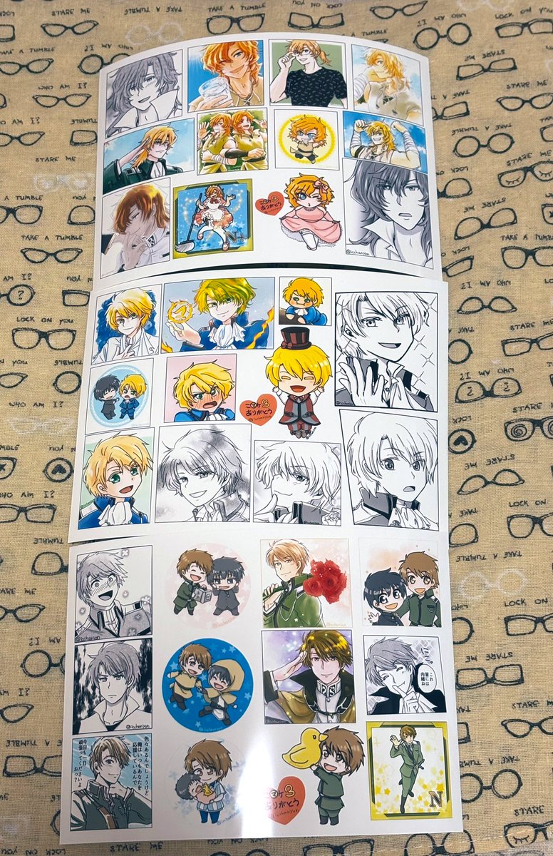 すみませんお品書きの画像を間違えてました💦
シールプリントは写真みたいな感じになります。ツヤツヤです。普通の写真の2倍のサイズです。でも300円もしちゃうので、慎重に操作してくださいね！失敗は辛いので！(経験者)
5枚入ってますが、1つだけとかも選べます！
 #これがマのつく即売会3