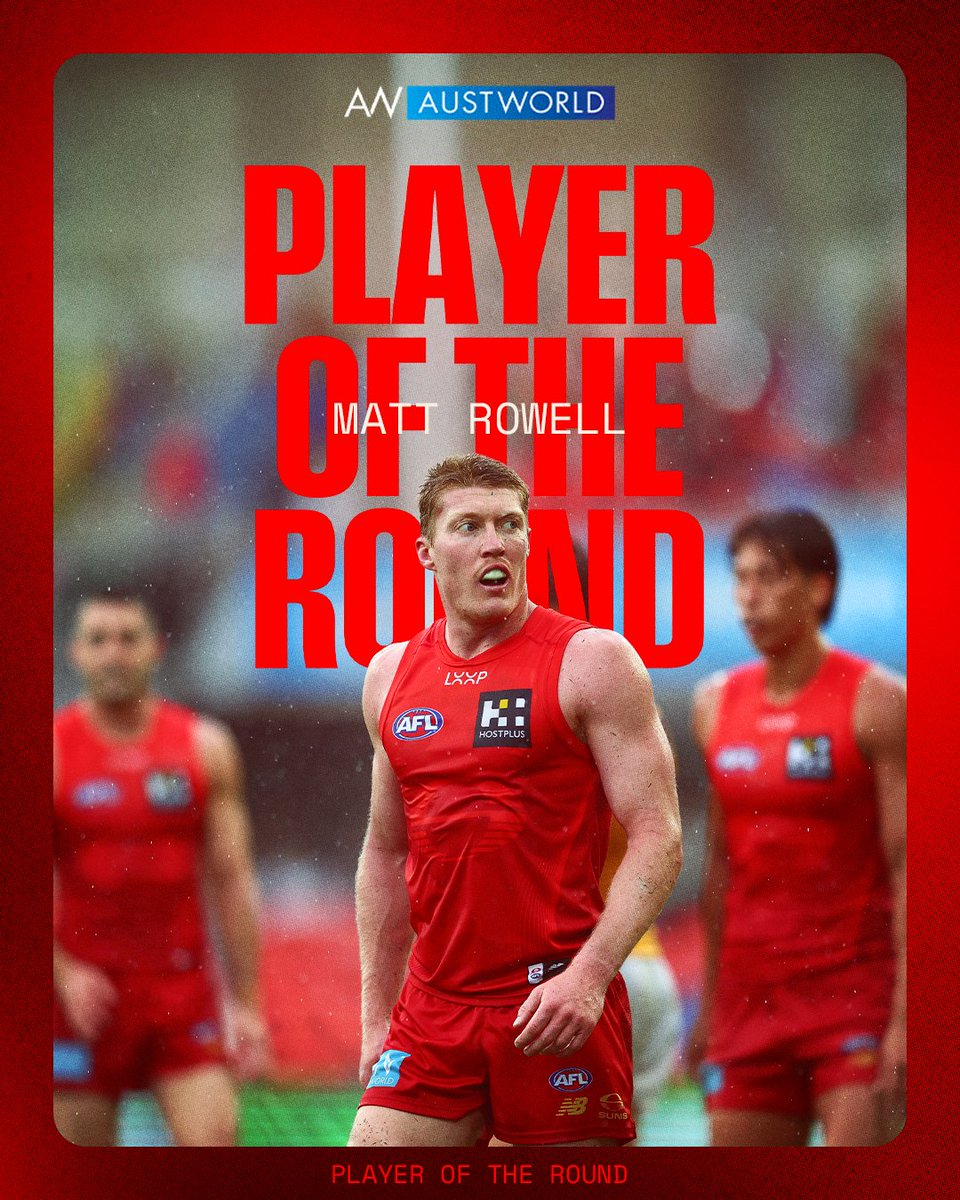 GoldCoastSUNS's tweet image. For the third round in a row, Matt Rowell is your Austworld Player of the Round 🤩
