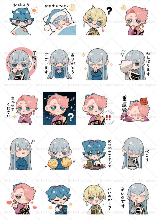 Theodore_kr's tweet image. LINEスタンプ申請できました～！
左文字のゆるい日常スタンプです、ちょっと兄多め🌸