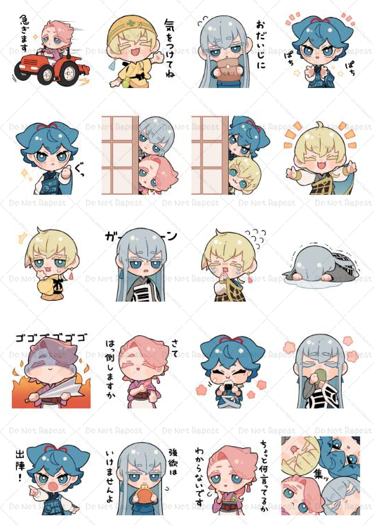 Theodore_kr's tweet image. LINEスタンプ申請できました～！
左文字のゆるい日常スタンプです、ちょっと兄多め🌸