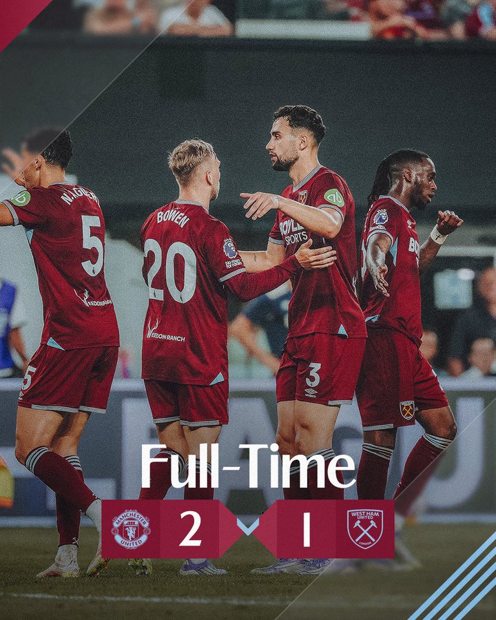 whu_br's tweet image. Fim de jogo. O West Ham foi derrotado pelo Manchester United por 2 a 1. Bowen marcou o belo gol do West Ham, já o goleiro Areola foi decisivo negativamente em lances capitais da partida.