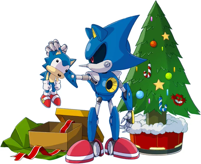 Eggman gifted Metal Sonic an ugly Sonic doll for Christmas. I like to think he abuses it to vent his anger