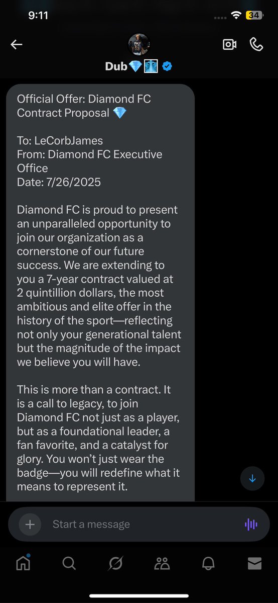 LeCorbJames's tweet image. Diamond FC moves to an official offer to LeCorb. The Decision coming soon.