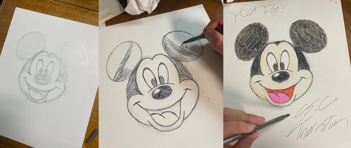 lIJCThorntonll's tweet image. Drew Mickey Mouse&apos;s head.
Hot Dog!
#MickeyMouse #artwork