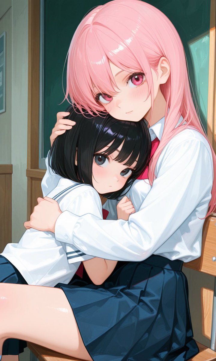 ruu_ai1017's tweet image. ハッピーシュガーライフイメージで作ってみました
さとちゃんとしおちゃんっぽいイラスト
 #AIイラスト︎