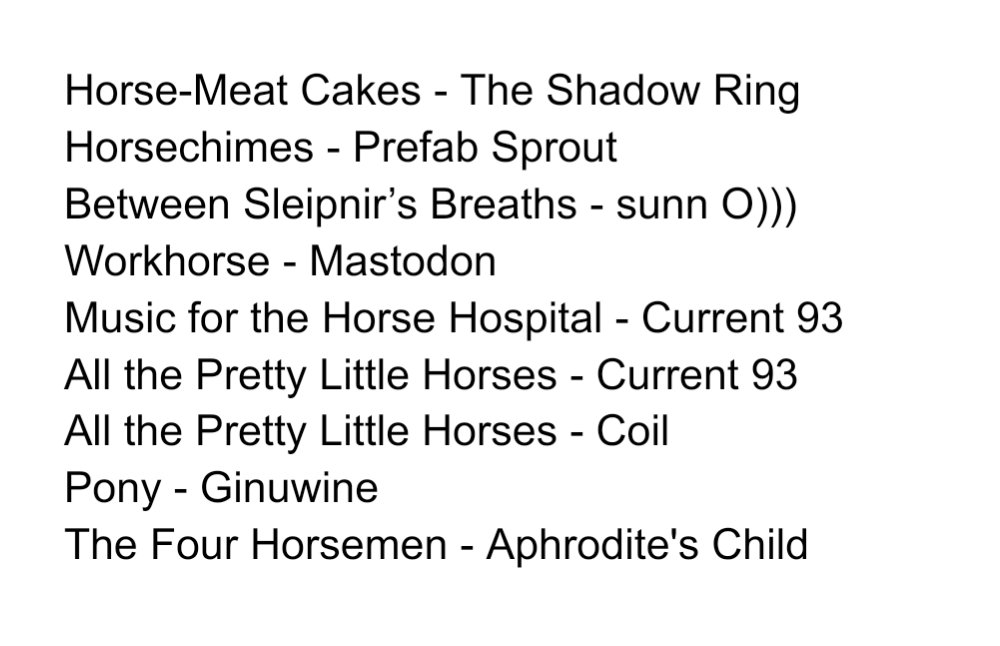 saturnalreturn's tweet image. Horse playlist