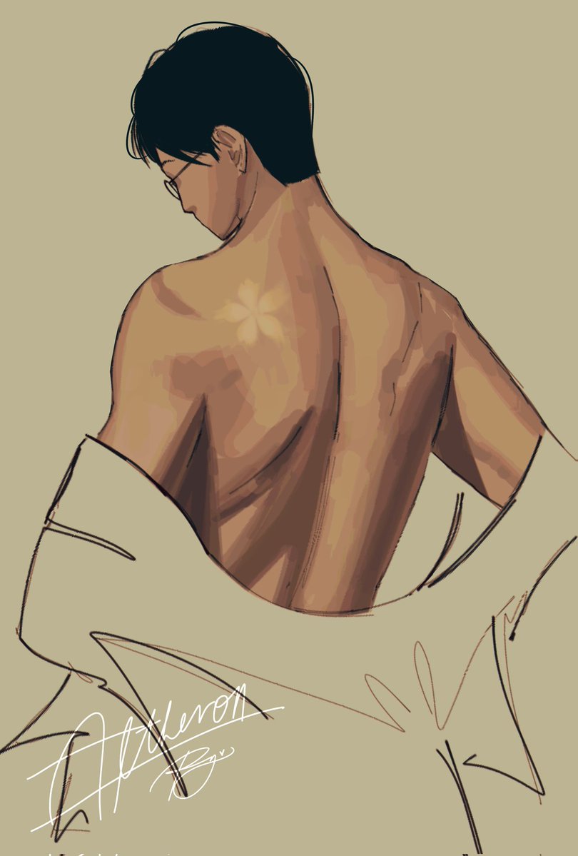 __firearrow__'s tweet image. Doc Al’s 🌸 birthmark. 

Among the Flower Fields by reyincarnation. 🤍🌷