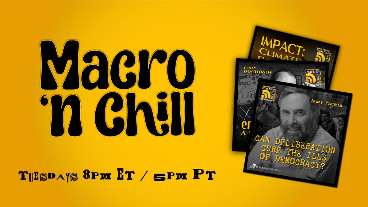 Macro n Cheese Podcast #MMT (@cheesemacro) on Twitter photo <a href="/sdgrumbine/">ΛЦƧƬΣЯIƬY IƧ MЦЯDΣЯ</a> If we had the power to design our own political system, what would it look like? Join us Tues. 7/29 @ 8 pm ET for Macro n Chill to listen to & discuss our latest ep. ft. James Fishkin. #Deliberation #Sortition #Democracy
Register: us06web.zoom.us/meeting/regist… <a href="/sdgrumbine/">ΛЦƧƬΣЯIƬY IƧ MЦЯDΣЯ</a> If we had the power to design our own political system, what would it look like? Join us Tues. 7/29 @ 8 pm ET for Macro n Chill to listen to & discuss our latest ep. ft. James Fishkin. #Deliberation #Sortition #Democracy
Register: us06web.zoom.us/meeting/regist…