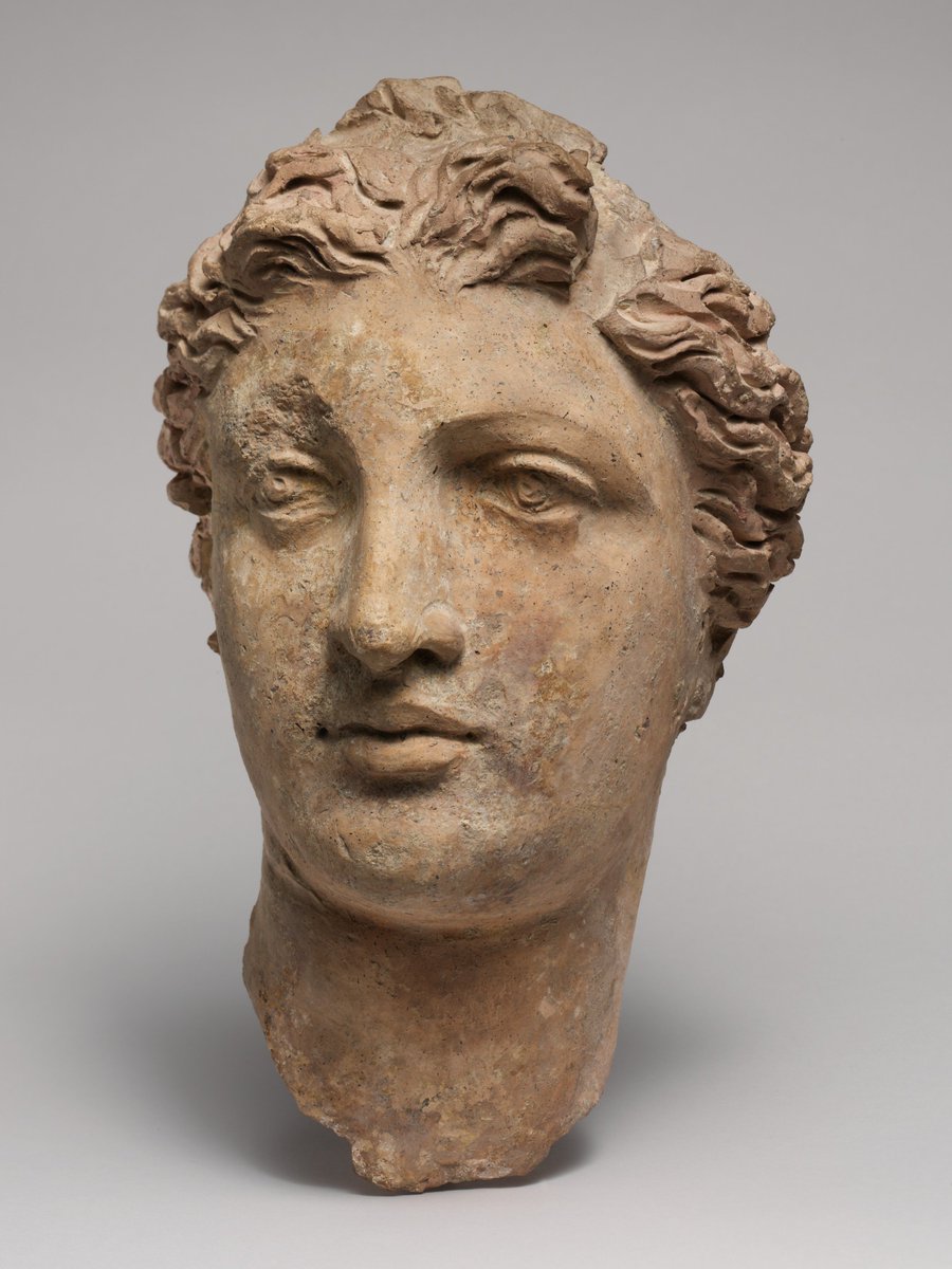 resclassicae's tweet image. Terracotta head of a woman, Greek, 3rd–2nd century BC, Metropolitan Museum of Art.