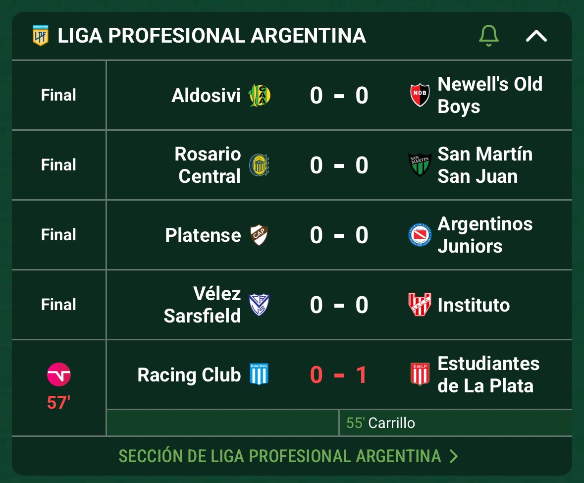 Promiedos's tweet image. LLEGÓ EL PRIMER GOL DEL SÁBADO.