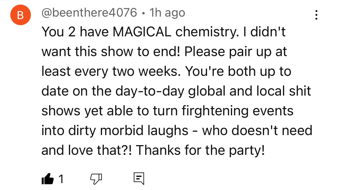 “You turn frightening events into dirty morbid laughs - who doesn’t need and love that?!” 

<a href="/TrueEager/">True North Eager Beaver Media (he/him/Mr Beaver)</a> thanks for bringing fire and laughs on the latest OShow! People are loving it

 🔗 youtu.be/JnSszsMHhvk?si… 

#Cndpoli #ABleg #Epstein #tariffs #NeverPoilievre #Canada 🇨🇦😂👏