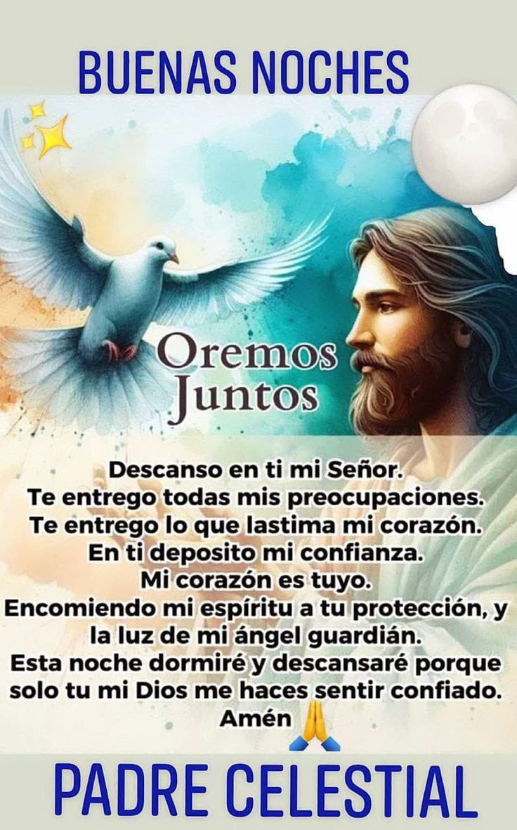 Padre Celestial descansamos en Ti, te entregamos nuestras preocupaciones, lo que lastima nuestros corazones. Encomendamos nuestro espíritu a tu protección.