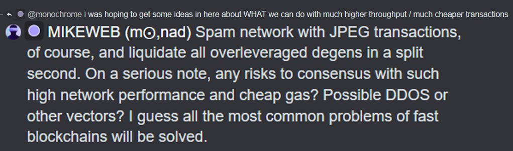 mikeinweb's tweet image. This was the first message I posted in Monad Discord after joining in November 2022.
Absolutely no idea what I was thinking