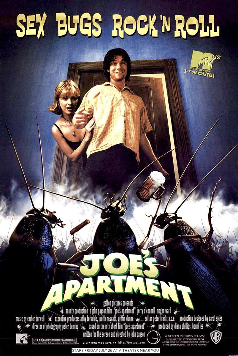 FilmNewsNos's tweet image. 🎬MOVIE HISTORY: 29 years ago today, July 26, 1996, the movie ‘Joe’s Apartment’ opened in theaters!
#JerryOConnell #MeganWard #JimTurner #SandraDenton #RobertVaughn #DonHo #JimSterling #DavidHuddleston #BillyWest #ReginaldHudlin #BDWong #DaveChappelle #TimBlakeNelson #RickAviles