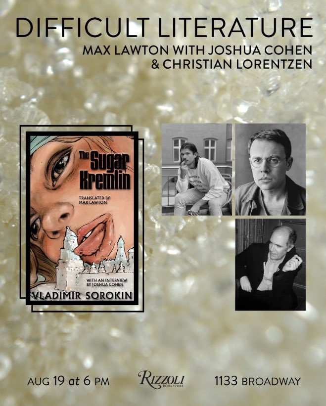 willevans's tweet image. Sorokin galley available for discerning reviewers (like longtime Sorokinist, Gary Shteyngart). Sorokin (& Schattenfroh) event in NYC on August 19.