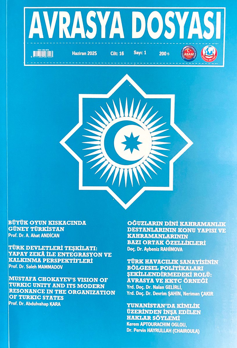 ÖZCAN ÜNLÜ (@ozcan_unlu) on Twitter photo Yazı İşleri Müdürlüğünü yaptığım Avrasya Dosyası dergisi, “Türk Dünyası” özel sayısı olarak yayımlandı.
6 aylık hakemli dergide, Prof. Dr. Ahat Andican’on Afganistan yazısı oldukça önemli.
<a href="/avrasyabirvakfi/">Avrasya Bir Vakfı</a>
<a href="/AhatAndican/">Ahat Andican</a> Yazı İşleri Müdürlüğünü yaptığım Avrasya Dosyası dergisi, “Türk Dünyası” özel sayısı olarak yayımlandı.
6 aylık hakemli dergide, Prof. Dr. Ahat Andican’on Afganistan yazısı oldukça önemli.
<a href="/avrasyabirvakfi/">Avrasya Bir Vakfı</a>
<a href="/AhatAndican/">Ahat Andican</a>