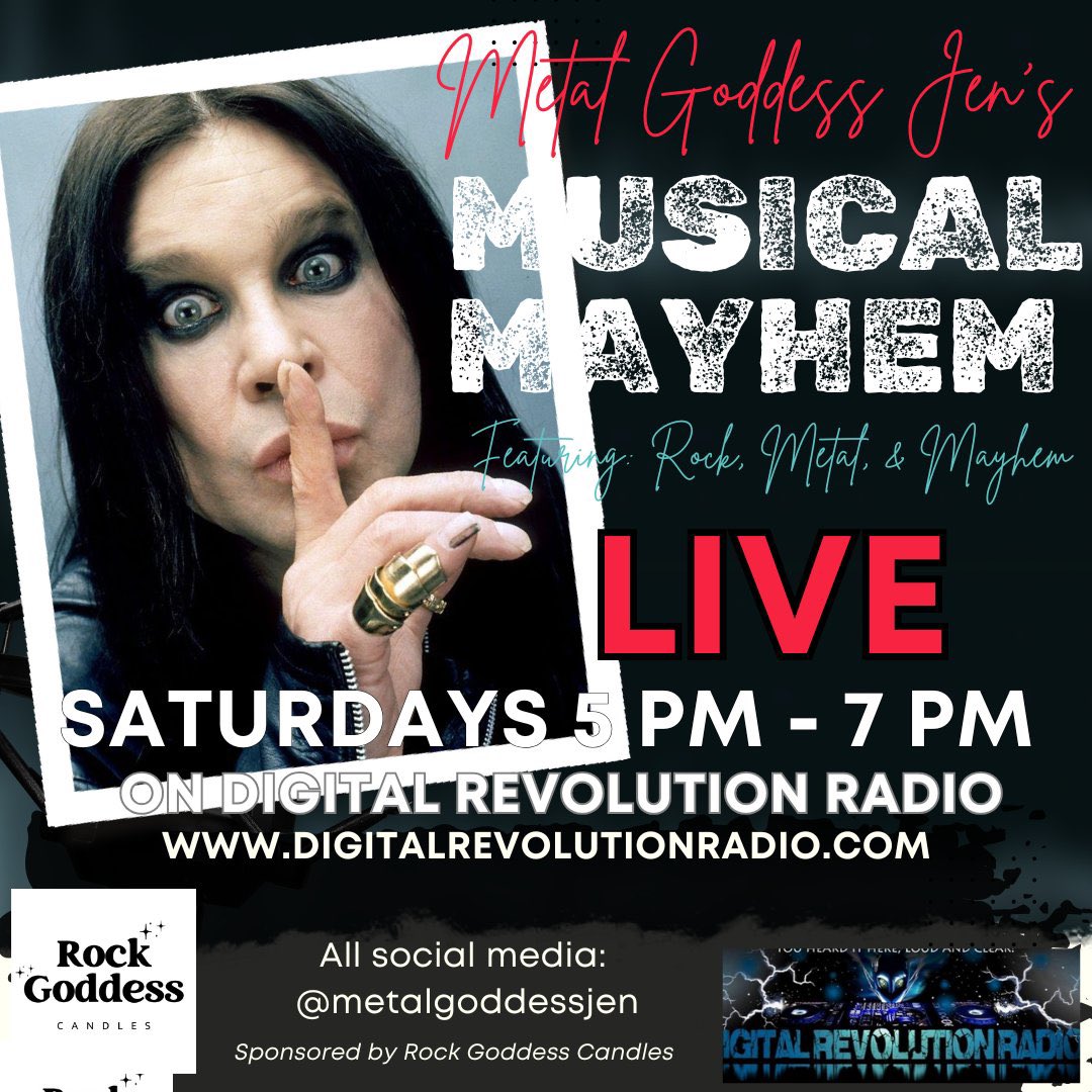 Tune in NOW for Musical Mayhem tribute to the father or heavy metal, Ozzy. Digitalrevolutionradio.com or listen via FREE Digital Revolution Radio app,