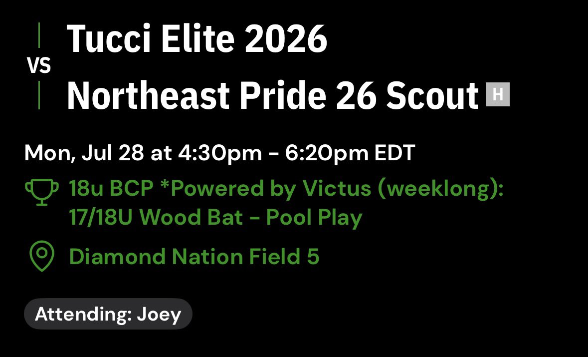 JMingolello84's tweet photo. This Monday 7/28 at the Diamond Nation 18u BCP I will be pitching on Field 5 at 4:30 PM for Tucci Elite 2026 vs Northeast Pride !! 

@TucciEliteBB @DiamondNationNJ @FlatgroundApp https://t.co/cHWkKYZPzX